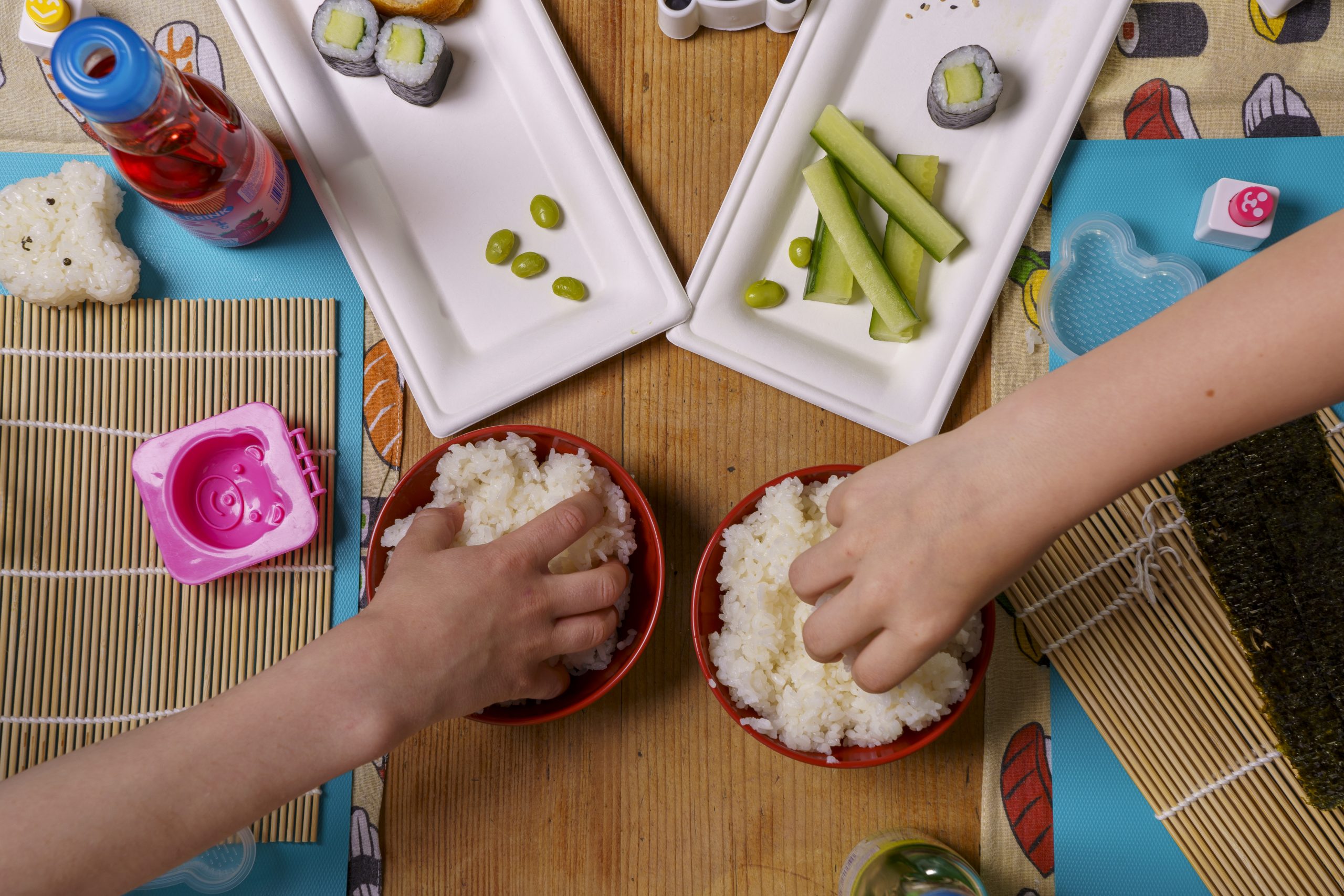 Homemade sushi made using the kids sushi making kit